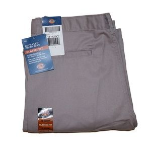 NWT Dickies Boys Front Flat Pants Silver Grey Classic Fit size 18 Husky